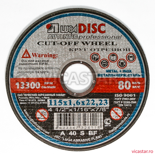 LUGADISC AUT115X1,6X22,2 metal+inox