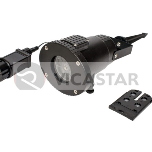 Proiector laser exterior-interior cu  figurine in miscare (doua diapozitive- fulgi de nea, Mos Craciun, clopotei)